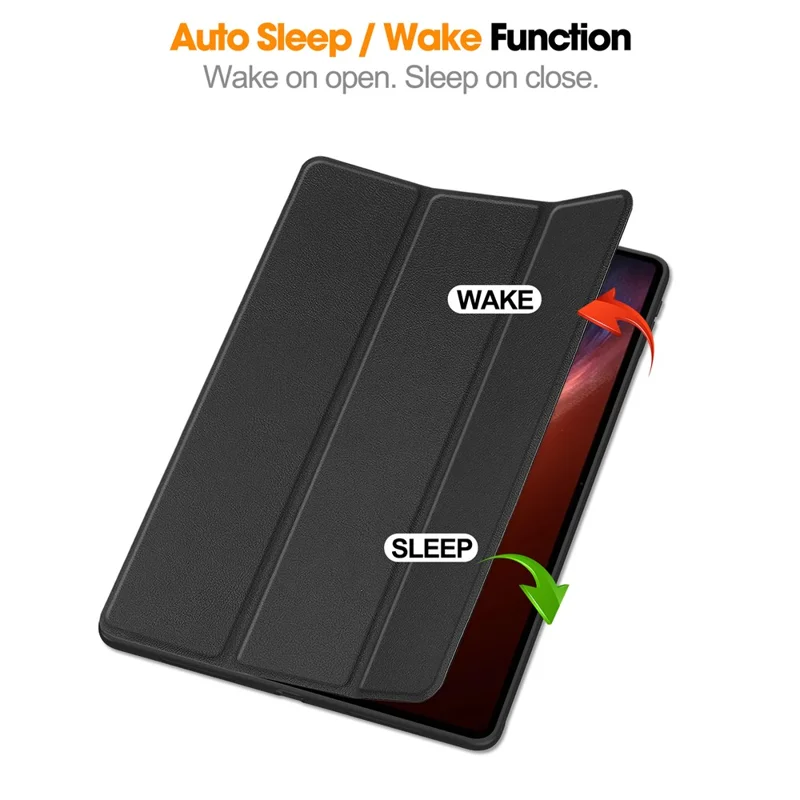 For Honor MagicPad 3 Pro 12.3  /  MagicPad 4 PU Leather Tri-fold Stand Tablet Case Smart Auto Wake  /  Sleep Folio Cover - Black