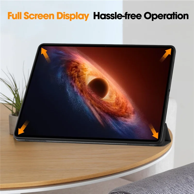 For Honor MagicPad 3 Pro 12.3  /  MagicPad 4 PU Leather Tri-fold Stand Tablet Case Smart Auto Wake  /  Sleep Folio Cover - Black