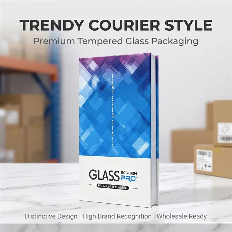 100Pcs 7 inch Tempered Glass Screen Protector Packaging Box Hard Case Bulk Wholesale Storage - Blue