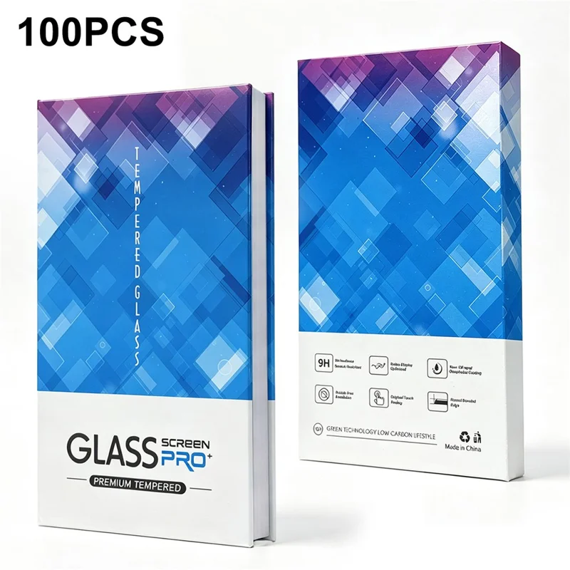 100Pcs 7 inch Tempered Glass Screen Protector Packaging Box Hard Case Bulk Wholesale Storage - Blue