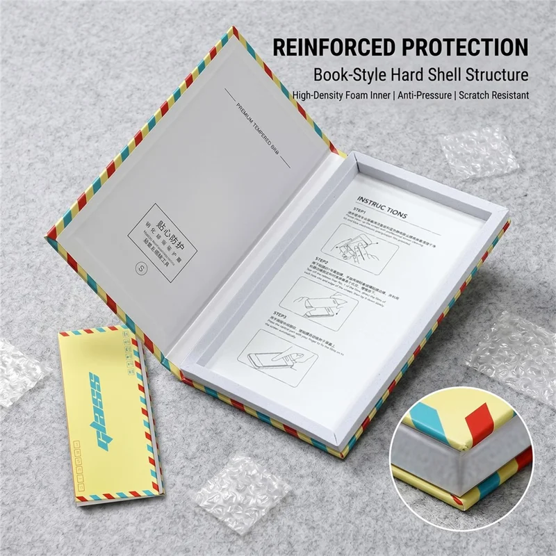 50Pcs 7.5 inch Tempered Glass Screen Protector Packaging Box Envelope Style Cardboard Folding Hard Box - Yellow