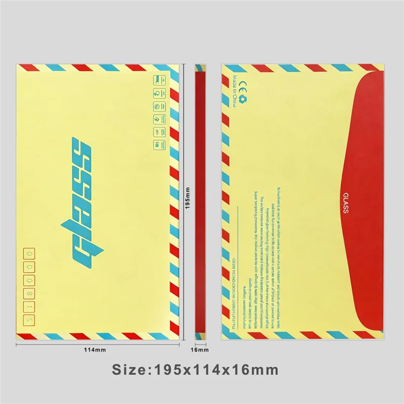 50Pcs 7.5 inch Tempered Glass Screen Protector Packaging Box Envelope Style Cardboard Folding Hard Box - Yellow