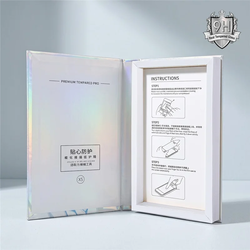 100Pcs 12 Inch Tempered Glass Screen Protector Packaging Box Holographic Silver 3D Lion Design - Laser Gradient
