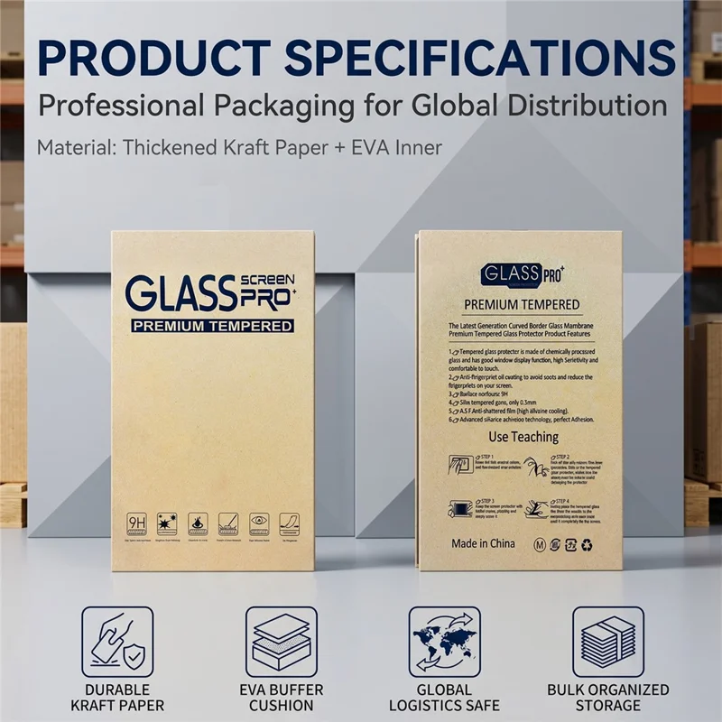 50Pcs 12.9 inch Packaging Box for Tempered Glass Screen Protector Kraft Paper Foldable Storage Case - Yellow