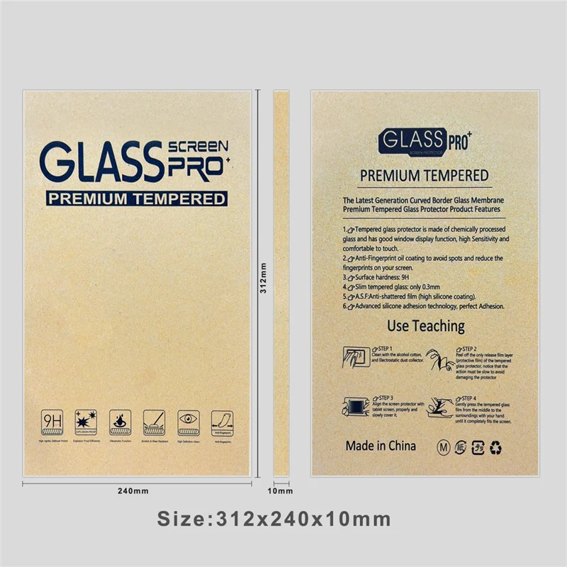 50Pcs 12.9 inch Packaging Box for Tempered Glass Screen Protector Kraft Paper Foldable Storage Case - Yellow