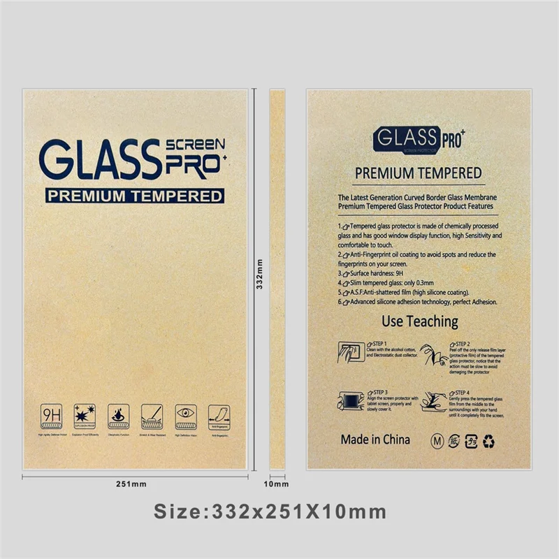 50Pcs 15 inch Packaging Box for Tempered Glass Screen Protector Kraft Paper Foldable Storage Case - Yellow