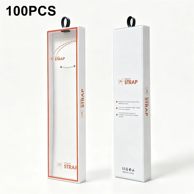 100Pcs Phone Strap Lanyard Packaging Box with Transparent Window for Mobile Phone Accessories - White
