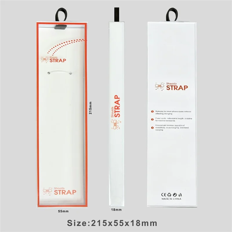 100Pcs Phone Strap Lanyard Packaging Box with Transparent Window for Mobile Phone Accessories - White