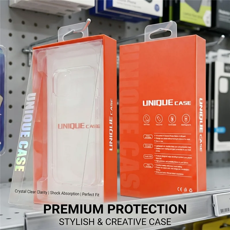 50Pcs 6.1-6.9 inch Phone Case Packaging Box Clear Window Display Retail Package Box - Orange