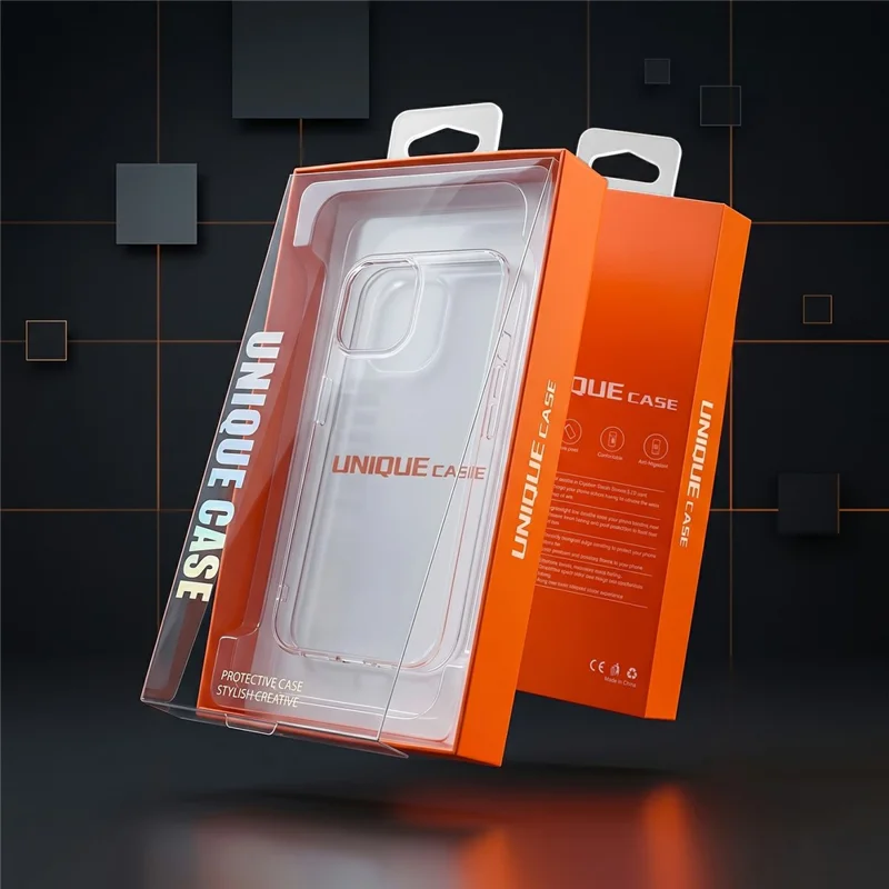 50Pcs 6.1-6.9 inch Phone Case Packaging Box Clear Window Display Retail Package Box - Orange