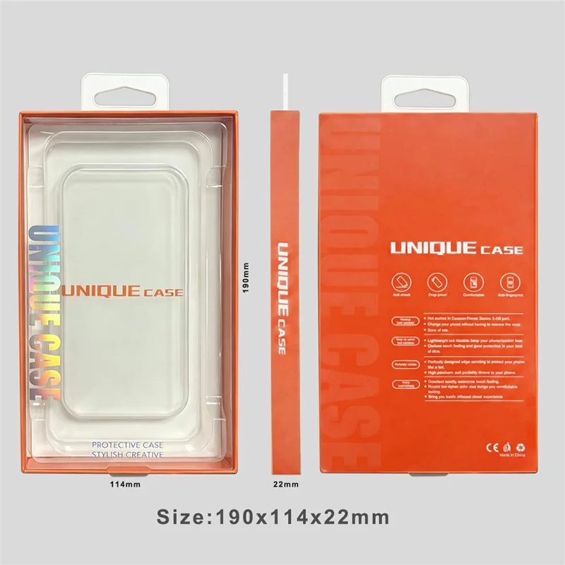 50Pcs 6.1-6.9 inch Phone Case Packaging Box Clear Window Display Retail Package Box - Orange