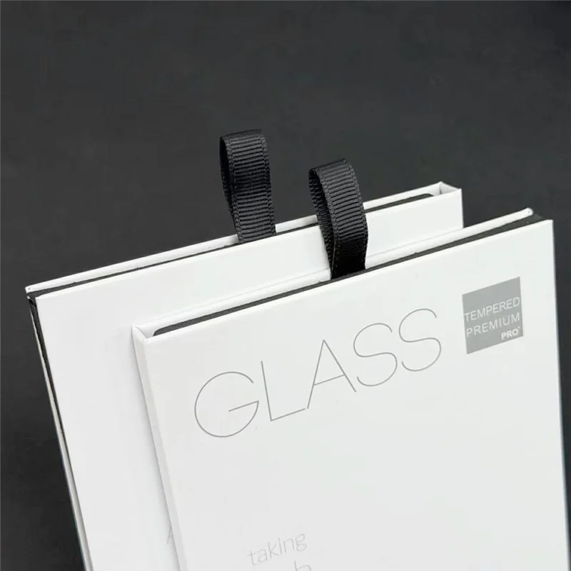 50Pcs 15 inch Tempered Glass Screen Protector Packaging Box Foldable Hard Case with Hook - White