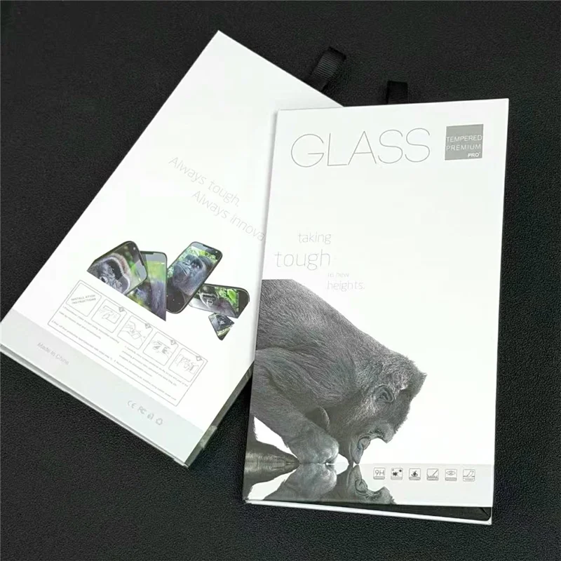50Pcs 15 inch Tempered Glass Screen Protector Packaging Box Foldable Hard Case with Hook - White