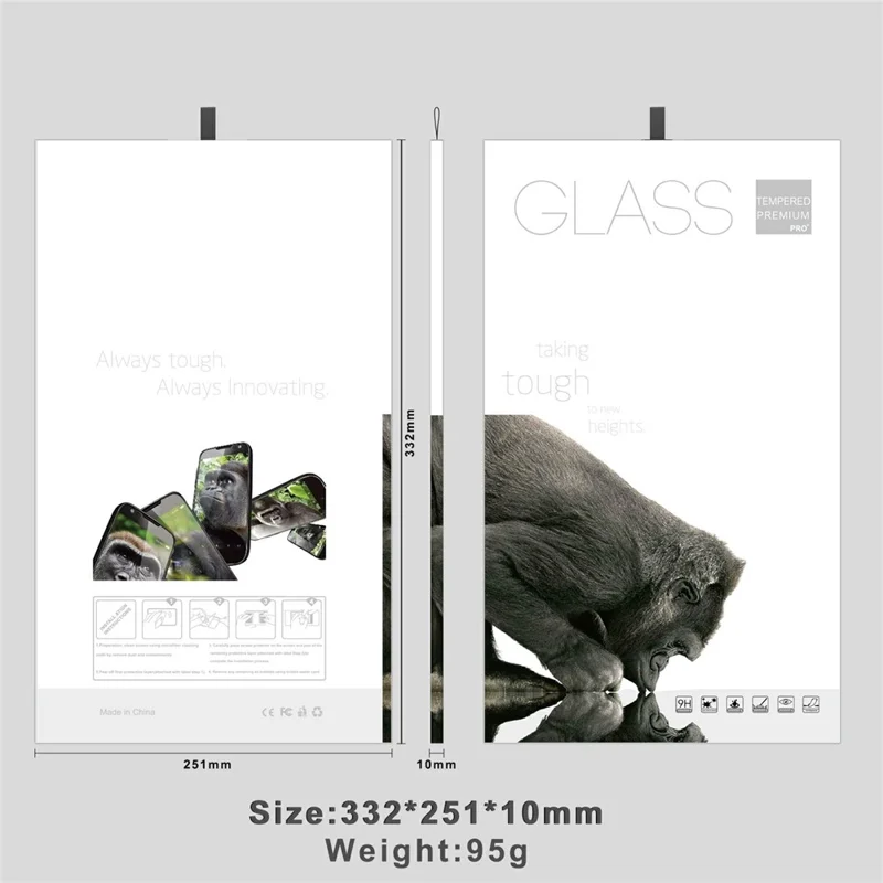 50Pcs 15 inch Tempered Glass Screen Protector Packaging Box Foldable Hard Case with Hook - White