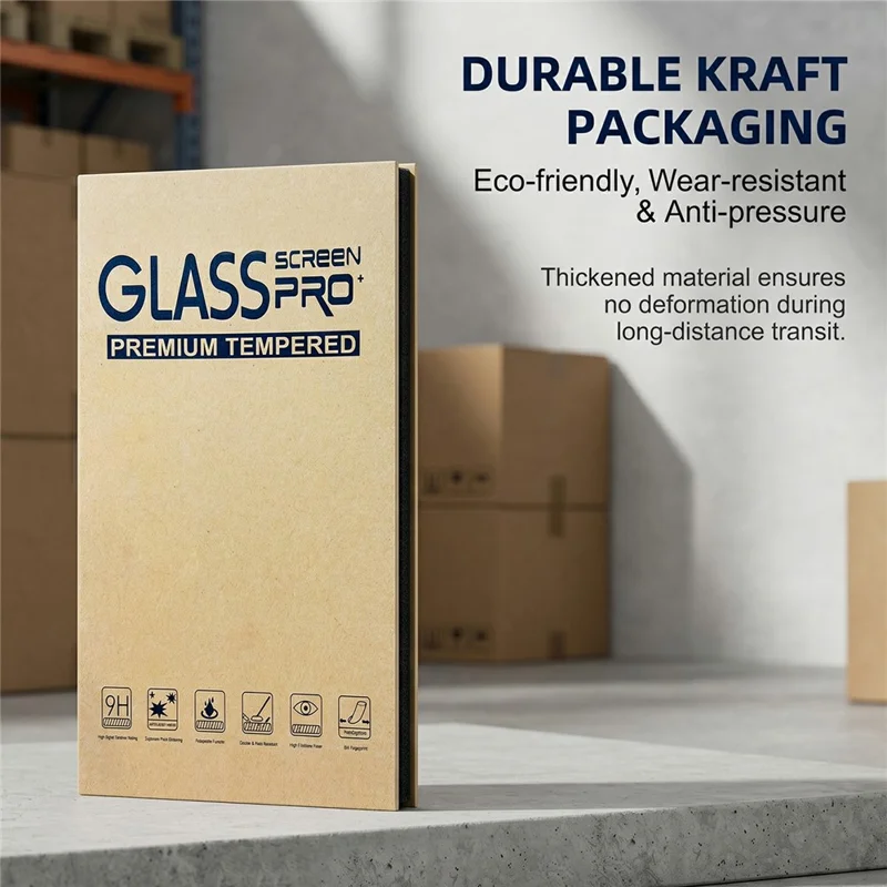 50Pcs 11 inch Packaging Box for Tempered Glass Screen Protector Kraft Paper Foldable Storage Case - Yellow