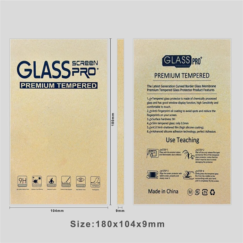 50Pcs 7.3 inch Packaging Box for Tempered Glass Screen Protector Kraft Paper Foldable Storage Case - Yellow