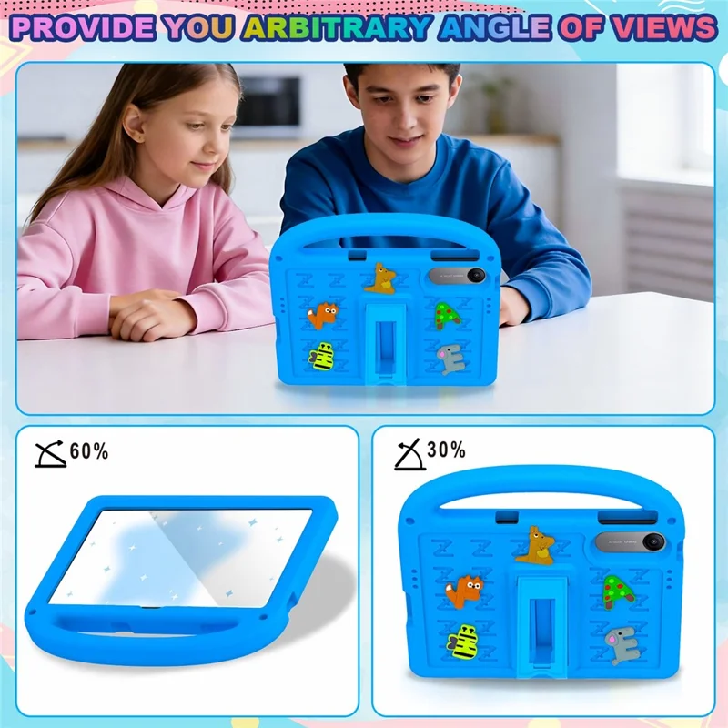 For Xiaomi Redmi Pad 2 SE  /  Redmi Pad 2 9.7  /  Poco Pad C1 Kickstand Case EVA + PC Tablet Protection Cover with Shoulder Strap - Blue