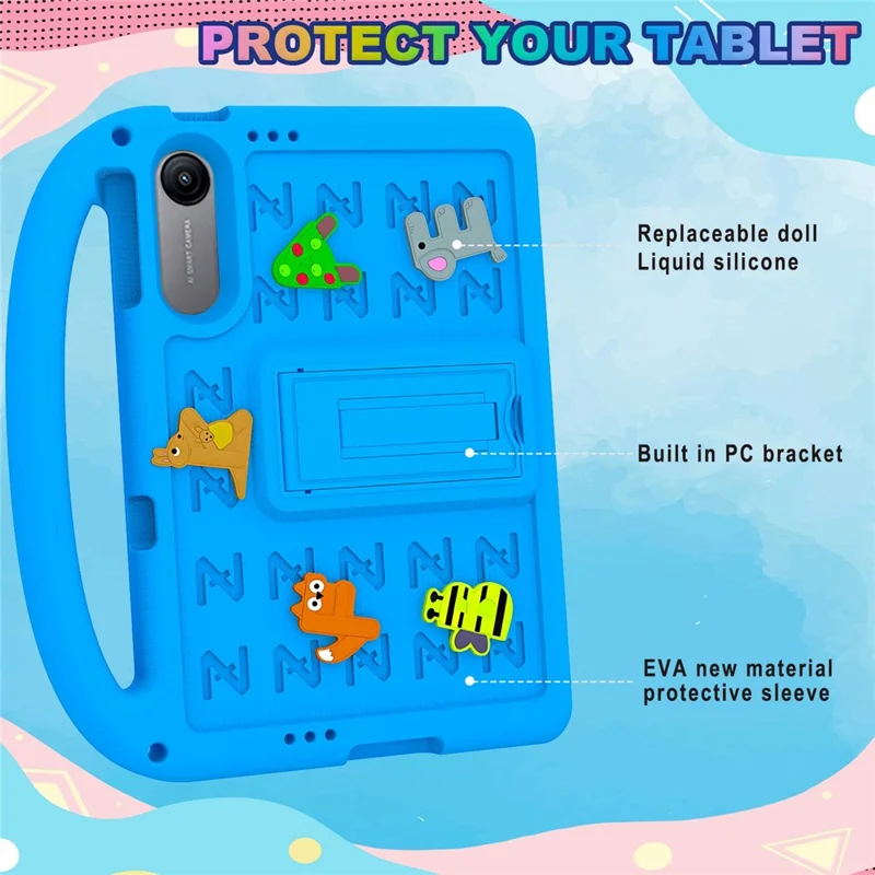For Xiaomi Redmi Pad 2 SE  /  Redmi Pad 2 9.7  /  Poco Pad C1 Kickstand Case EVA + PC Tablet Protection Cover with Shoulder Strap - Blue