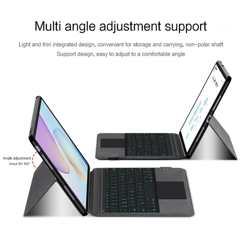 Funda de Cuero para Huawei MatePad 11.5 (2026) + Teclado con Panel Táctil Bluetooth Compatible con Retroiluminación - Negro