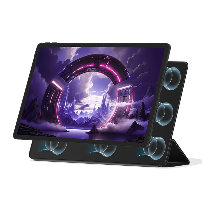 Für Lenovo Legion Y900 Ledertasche Origami-Ständer magnetische Tablet-Hülle - Schwarz