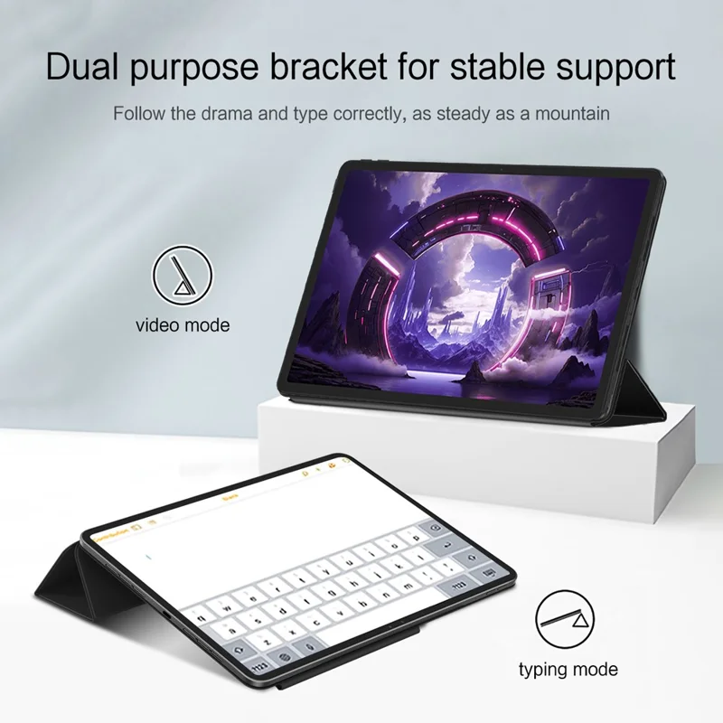 Für Lenovo Legion Y900 Ledertasche Origami-Ständer magnetische Tablet-Hülle - Schwarz