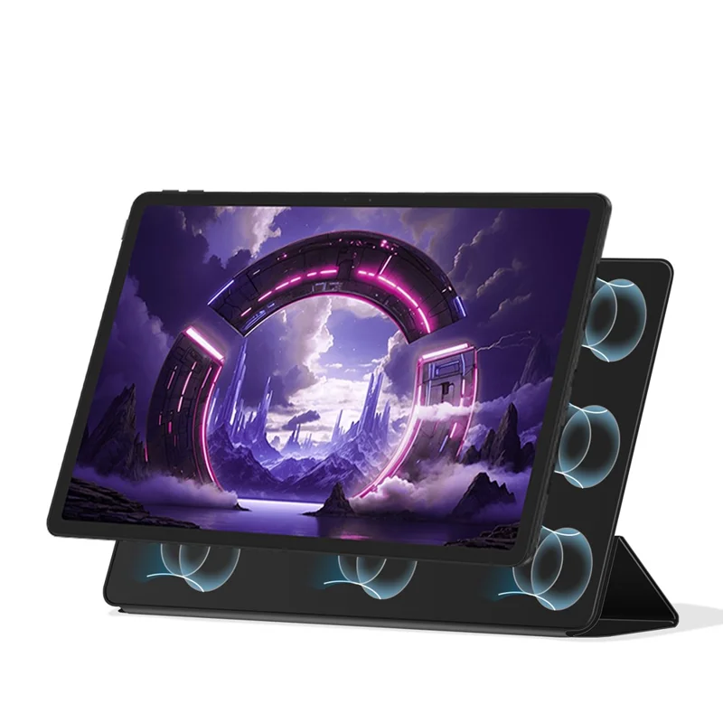 غطاء داعم من نوع Y لجهاز Lenovo Legion Y900، غطاء مغناطيسي من جلد PU مقاوم للخدش - أسود