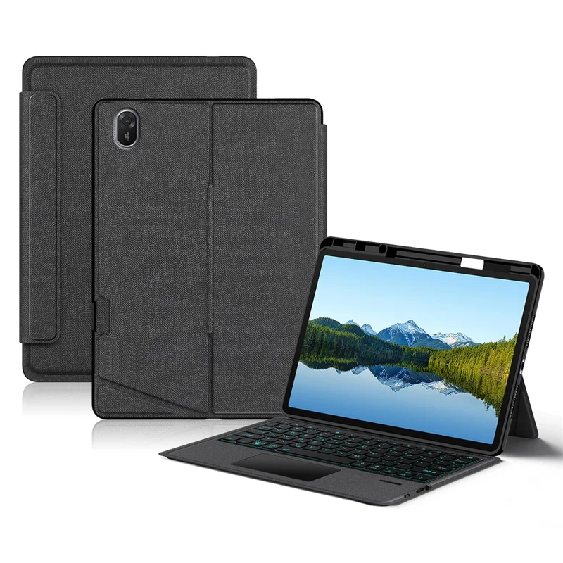 For Huawei Qingyun C5 (4rd Gen) Leather Case + Bluetooth-Compatible Keyboard with Backlight Trackpad