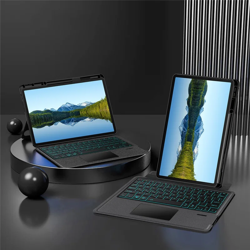 For Huawei Qingyun C5 (4rd Gen) Leather Case + Bluetooth-Compatible Keyboard with Backlight Trackpad