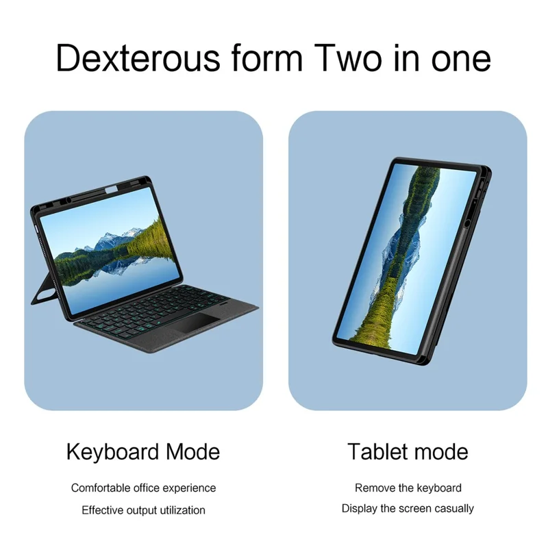 For Huawei Qingyun C5 (4rd Gen) Leather Case + Bluetooth-Compatible Keyboard with Backlight Trackpad