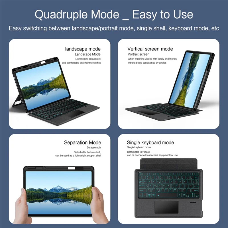 For Huawei Qingyun C5 (4rd Gen) Leather Case + Bluetooth-Compatible Keyboard with Backlight Trackpad