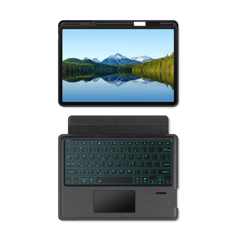 For Huawei Qingyun C5 (4rd Gen) Leather Case + Bluetooth-Compatible Keyboard with Backlight Trackpad