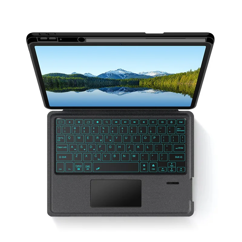 For Huawei Qingyun C5 (4rd Gen) Leather Case + Bluetooth-Compatible Keyboard with Backlight Trackpad