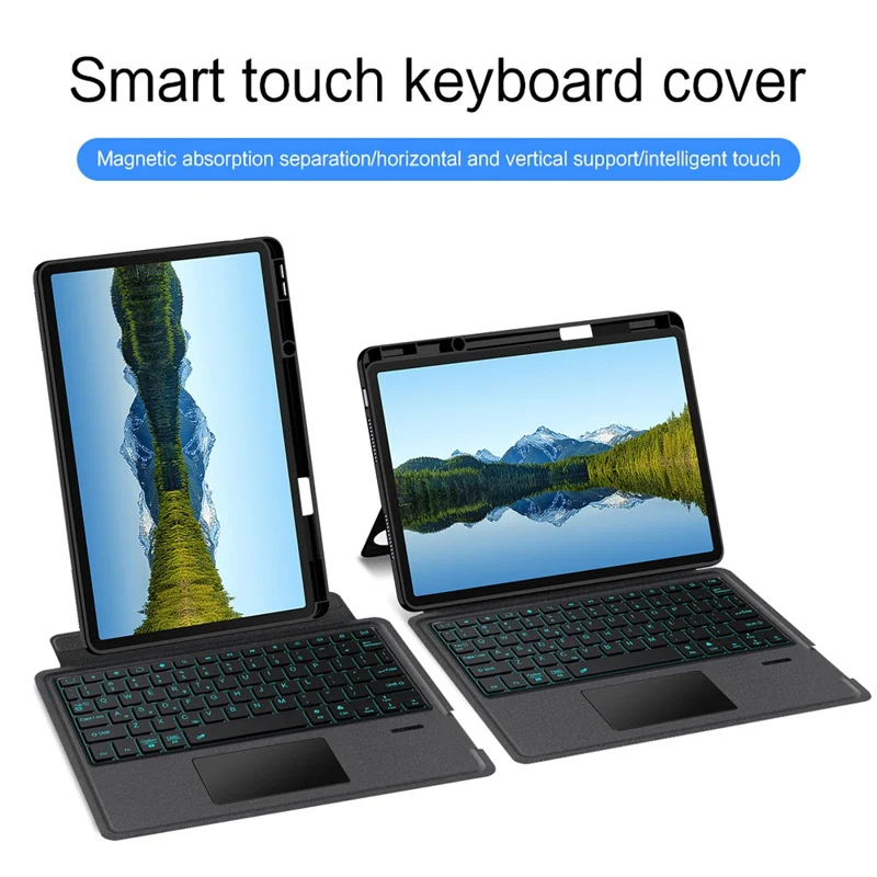 For Huawei Qingyun C5 (4rd Gen) Leather Case + Bluetooth-Compatible Keyboard with Backlight Trackpad