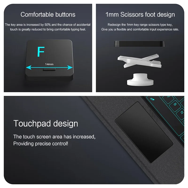 For Huawei Qingyun C5 (4rd Gen) Leather Case + Bluetooth-Compatible Keyboard with Backlight Trackpad