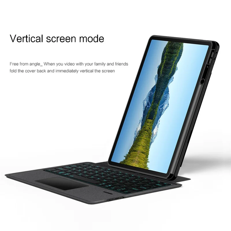 For Huawei Qingyun C5 (4rd Gen) Leather Case + Bluetooth-Compatible Keyboard with Backlight Trackpad