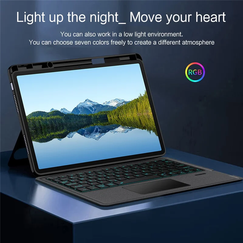 For Huawei Qingyun C5 (4rd Gen) Leather Case + Bluetooth-Compatible Keyboard with Backlight Trackpad