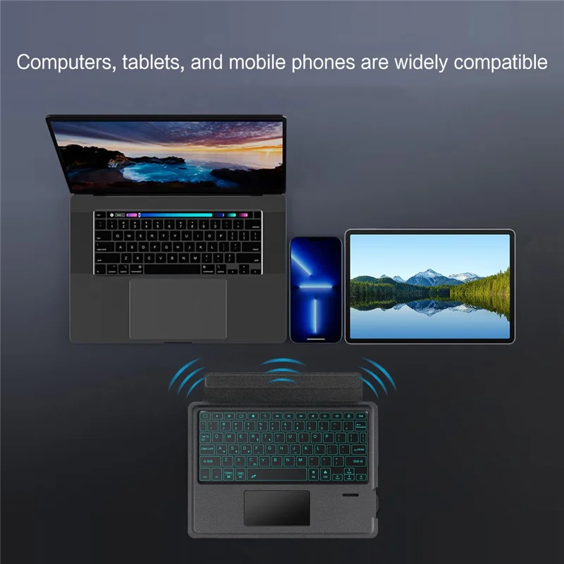For Huawei Qingyun C5 (4rd Gen) Leather Case + Bluetooth-Compatible Keyboard with Backlight Trackpad