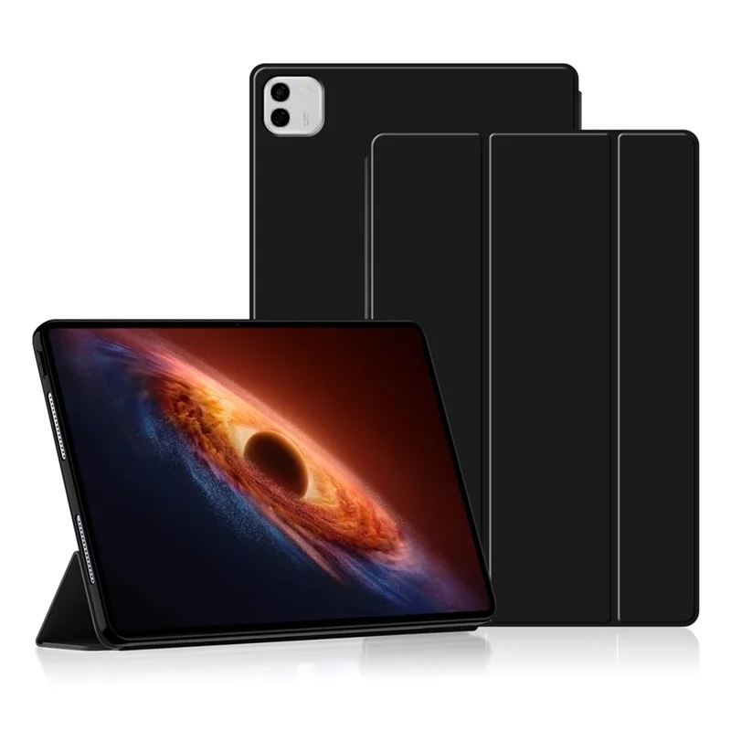 Obudowa do Honor MagicPad 4, etui z twardej skóry PU i pleksy TPU z trójwarstwową podstawką – Czarny