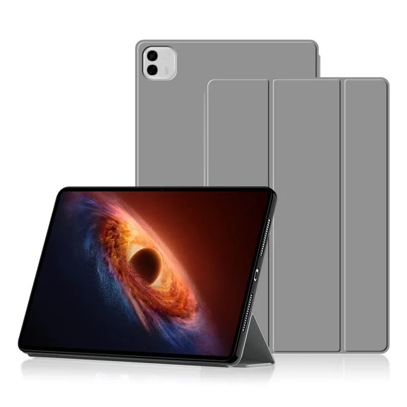 For Honor MagicPad 4 Case PU Leather TPU Back Trifold Stand Tablet Cover - Grey