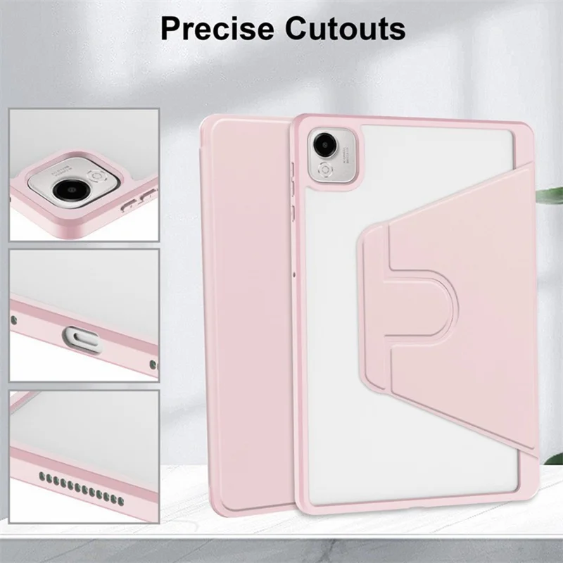 Coque pour Honor Pad X9 Pro / Pad X9a avec support rotatif en cuir PU + TPU + acrylique et logement pour stylet - Rose