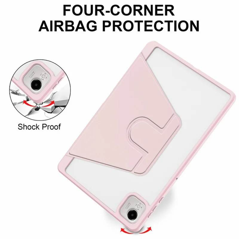 Coque pour Honor Pad X9 Pro / Pad X9a avec support rotatif en cuir PU + TPU + acrylique et logement pour stylet - Rose