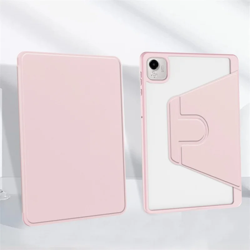 Coque pour Honor Pad X9 Pro / Pad X9a avec support rotatif en cuir PU + TPU + acrylique et logement pour stylet - Rose
