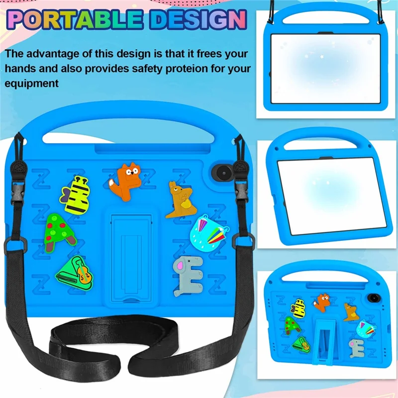 Kickstand Case For Samsung Galaxy Tab S11 / Tab S10 FE / Tab S10 Lite EVA + PC Tablet Protection Cover with Shoulder Strap - Blue