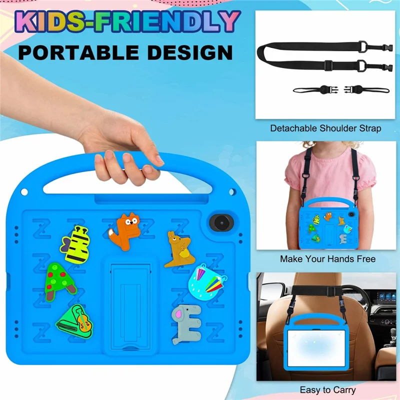 Kickstand Case For Samsung Galaxy Tab S11 / Tab S10 FE / Tab S10 Lite EVA + PC Tablet Protection Cover with Shoulder Strap - Blue