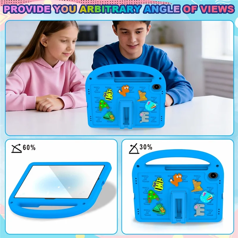 Kickstand Case For Samsung Galaxy Tab S11 / Tab S10 FE / Tab S10 Lite EVA + PC Tablet Protection Cover with Shoulder Strap - Blue
