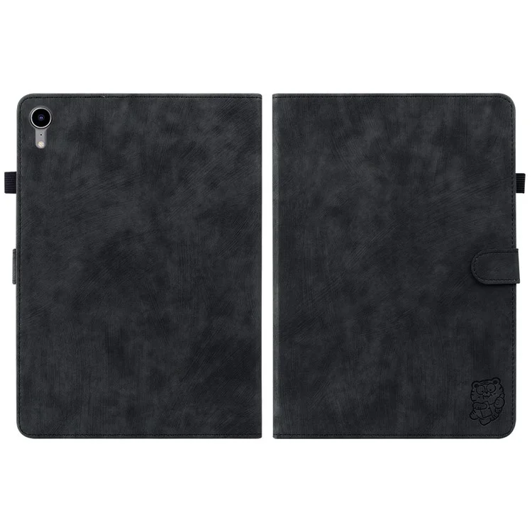 Capa Anti-Queda com Padrão de Tigre Bonito para iPad mini (2024) / mini (2021) Capa de Couro TPU+PU com Suporte / Slot para Cartão, Caso Tablet à Prova de Choque Suporte Acordar / Dormir Automaticamente - Preto