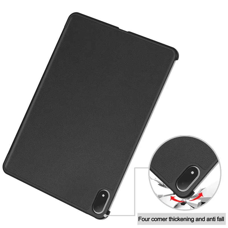 For Oppo Pad 5 Pro / OnePlus Pad 4 PU Leather Tablet Case Anti-drop Tri-Fold Stand Slim Protective Cover - Black