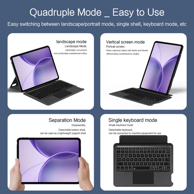 Voor Oppo Pad 6 Leren Hoes + Bluetooth-compatibele Toetsenbord met Achtergrondverlichting Trackpad