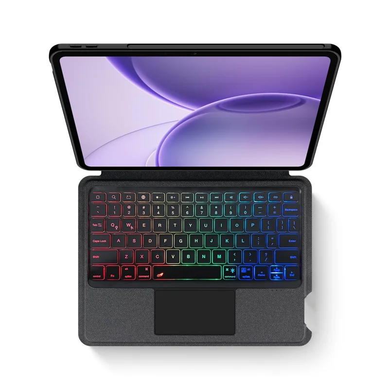 Voor Oppo Pad 6 Leren Hoes + Bluetooth-compatibele Toetsenbord met Achtergrondverlichting Trackpad