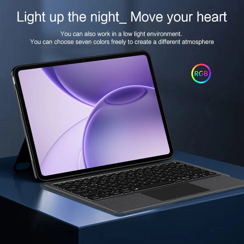 Voor Oppo Pad 6 Leren Hoes + Bluetooth-compatibele Toetsenbord met Achtergrondverlichting Trackpad